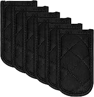 Vista 1 de R HORSE Juego de 6 fundas de mango caliente, color negro, resistentes al calor, para olla, de algodón, hierro fundido, antideslizantes, lavables a