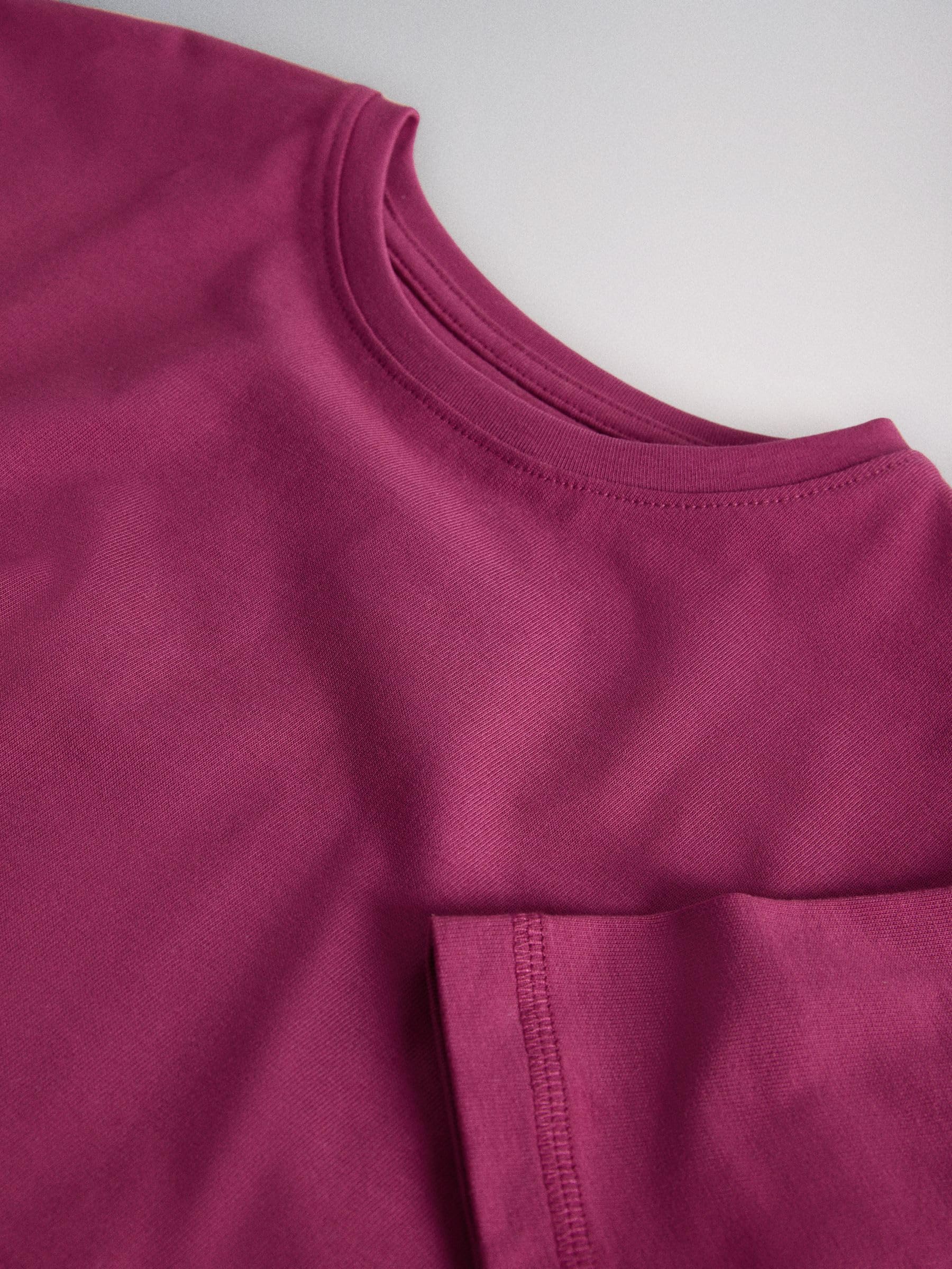 THE SET Fille T-Shirt Oversize Court, Lot de 5 | Coupe standard, 100 % coton