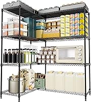 Vista 25 de Estantería de almacenamiento de alambre de 450 libras, estantería de 3 niveles, organizador de acero, estante de alambre para el hogar, cocina, Cromo