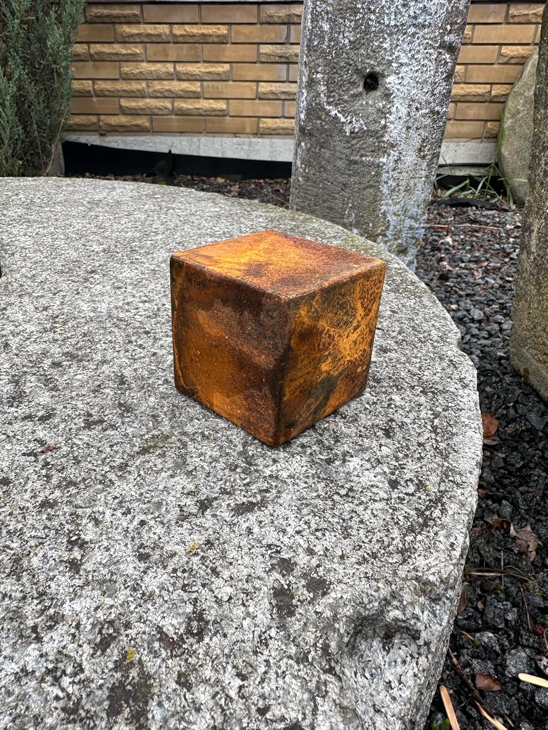 Rusty Zen Metal Cube Garden and Home Decor - Contemporary Sculpture for Meditation Spaces and Outdoor Gardens