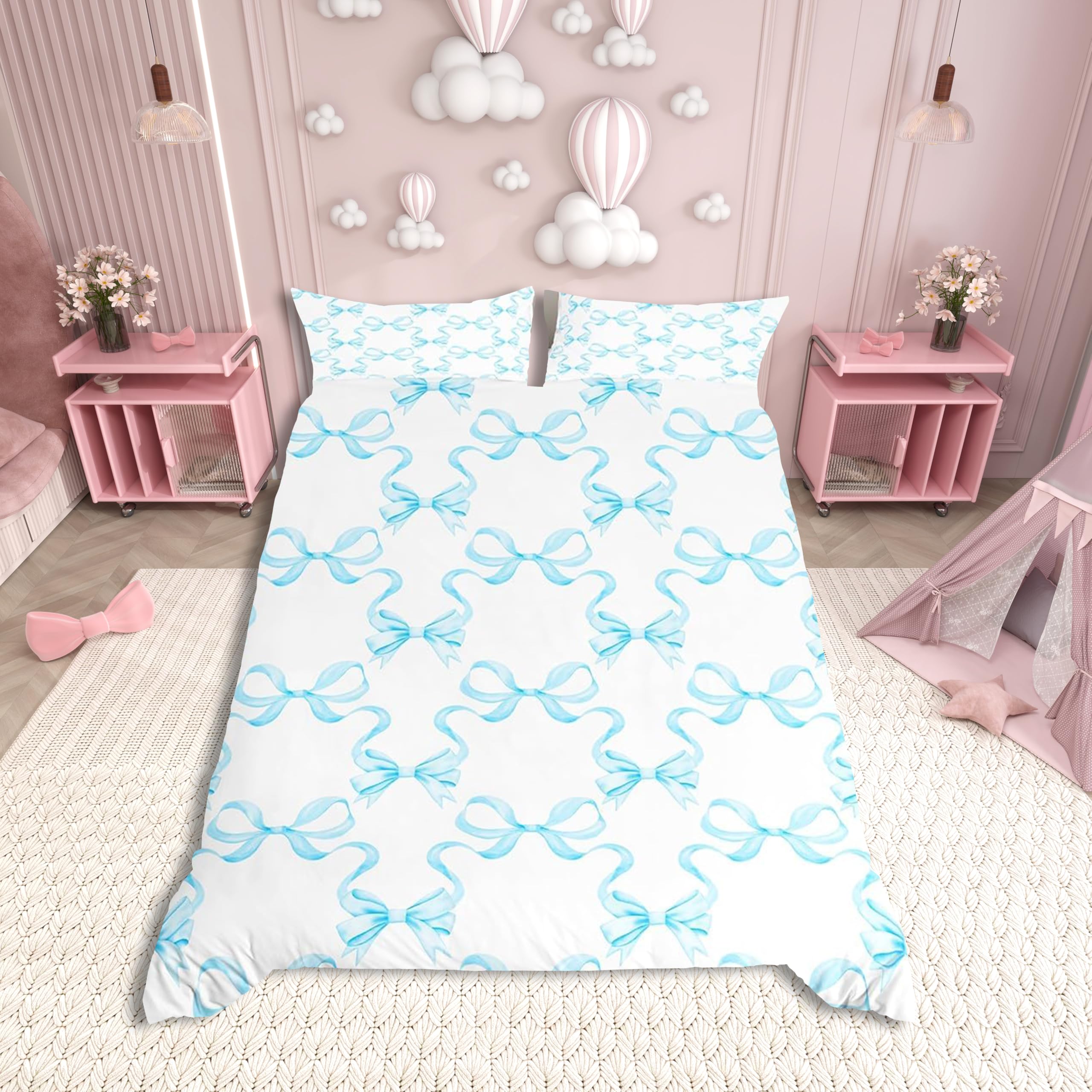 Housse de couette lit double bleu pour la décoration de chambre adulte