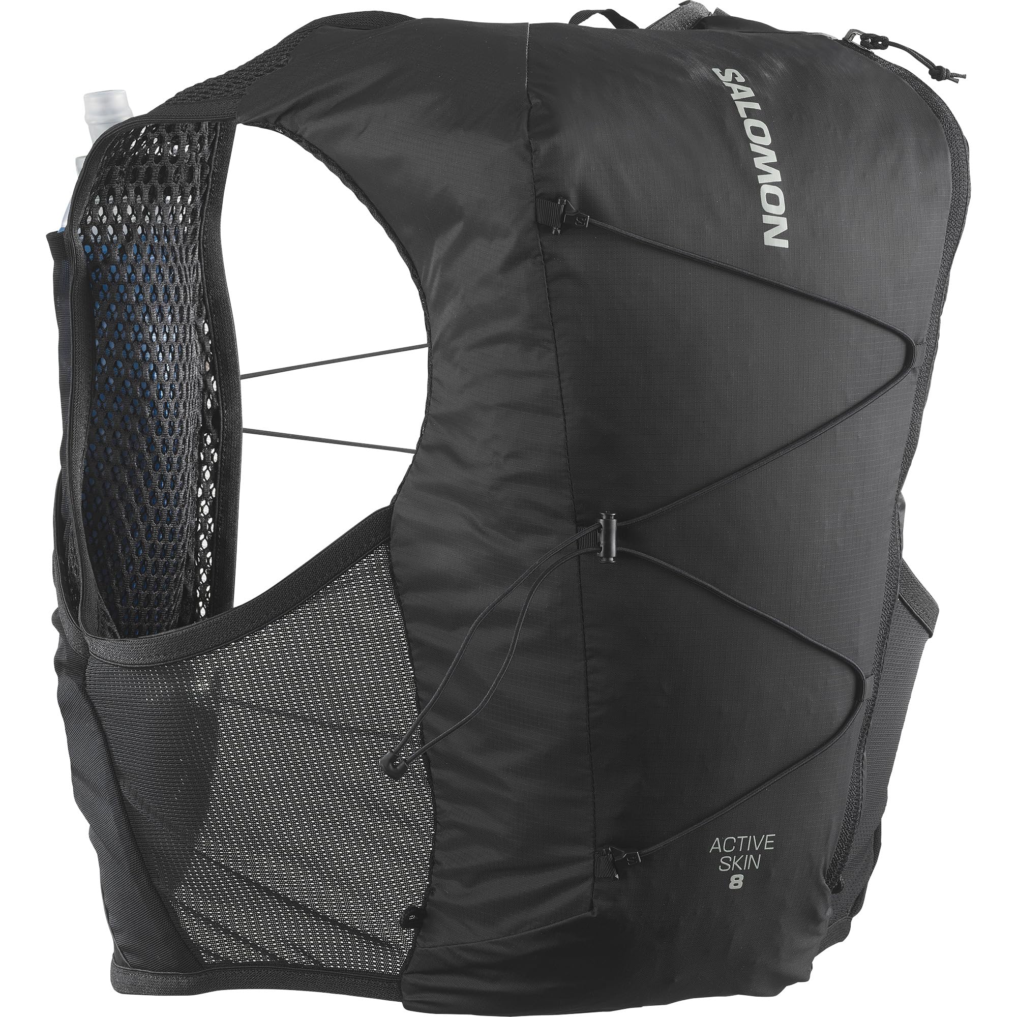 Salomon Active Skin 8 Unisex kamizelka do biegania nawodnienie szlak turystyczny z butelkami w zestawie, łatwe nawodnienie, precyzyjne dopasowanie 8 l i zoptymalizowane przechowywanie