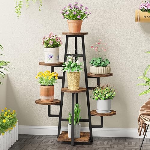 Miniatura 2 de LITTLE TREE Soporte alto para plantas de 7 niveles, estante alto para plantas de interior, soporte para macetas de esquina, soporte de flores para