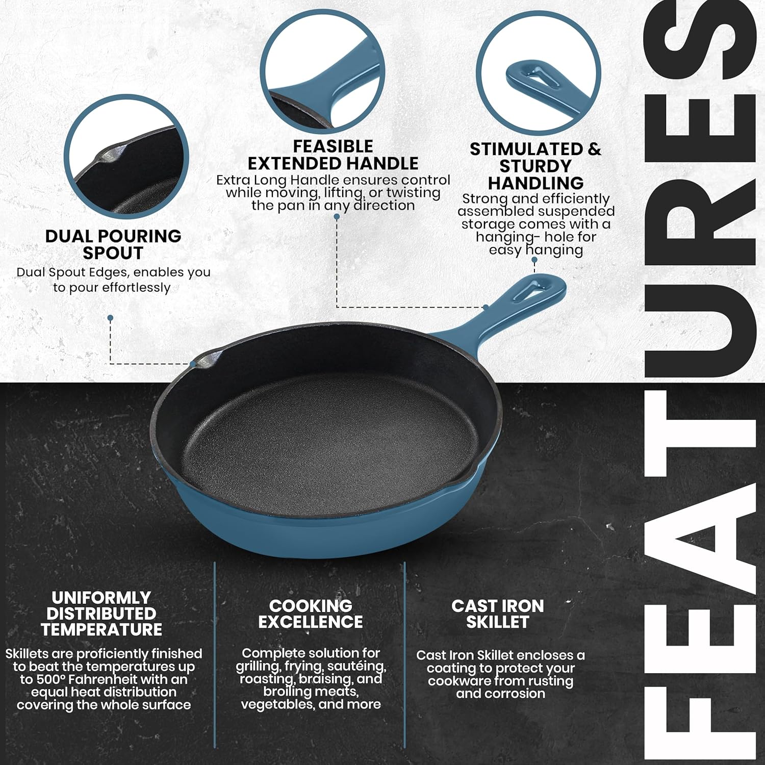 Teal Utopia Chef's Pan: Features for Easy and Excellent Cooking