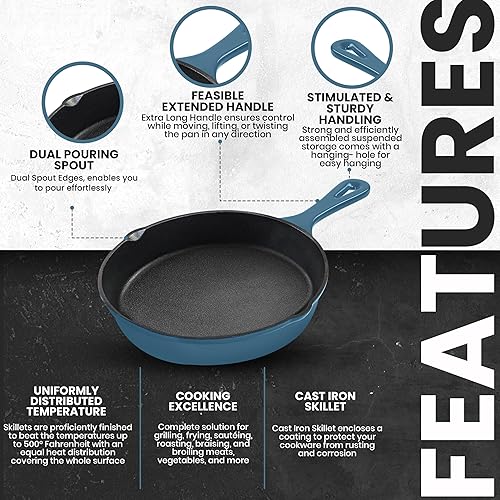 Miniatura 88 de Utopia Kitchen Sartén de hierro fundido de 6.5 pulgadas, sartén de hierro fundido, sartén pre-sazonada, utensilios de cocina seguros