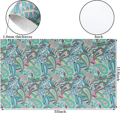 Vista 3 de Picheng Hojas de piel sintética de flores de cachemira: Rollos de piel sintética de cachemira de anacardo de 13.8 x 53 pulgadas (13.8 in x 53.1 in)
