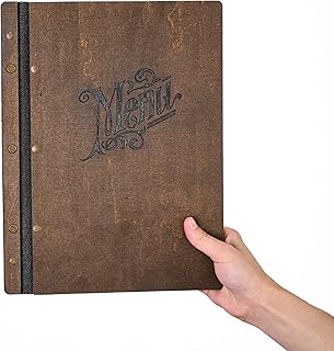 Inko Horeca - Wooden Menu Holder – 11.8 x 9 Inches – Hard Folding Menu Cover for Restaurants, Cafes, and Bars (Rosewood)
