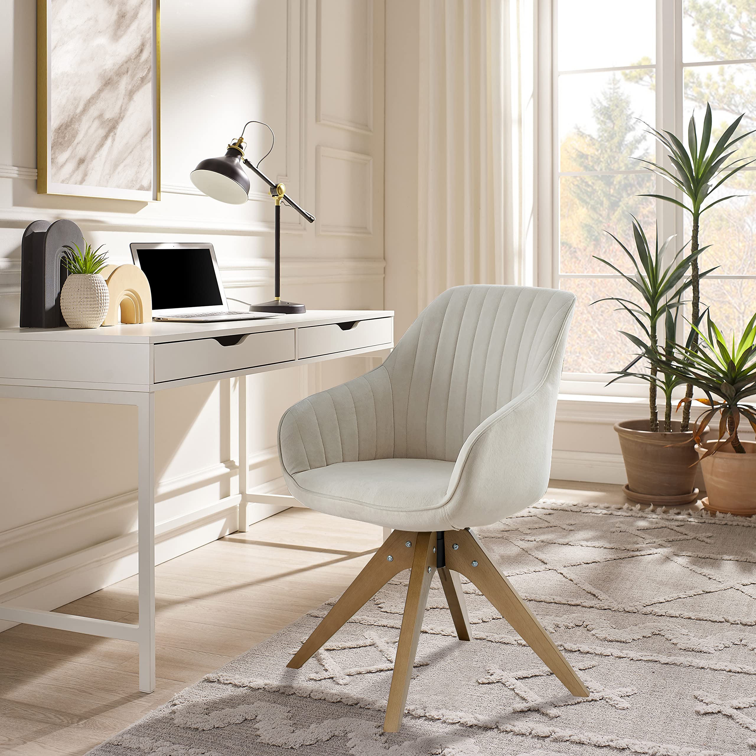 Mid Century Off White Swivel Chair Art Leon Arthur Off White