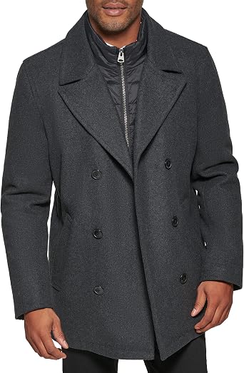 Levis Mens Wool Classic Double-Breasted Peacoat Jacket