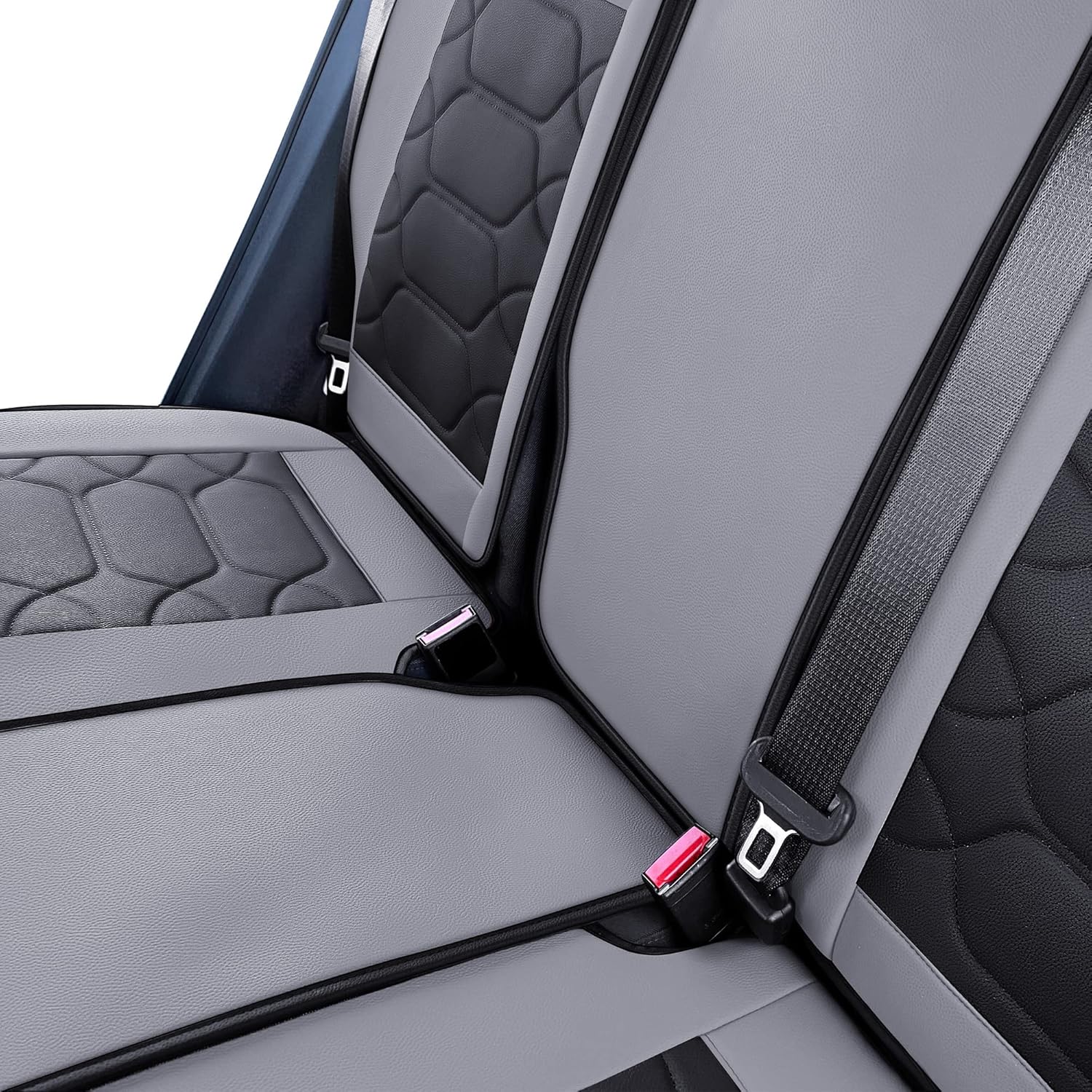 OASIS AUTO Custom Fit Seat Covers Compatible with Chevy Equinox (2010-2025), Waterproof Faux Leather Protector, SUV Interior Accessories (Full Set, Black & Gray)