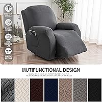 Vista 4 de Genina Funda para Silla Reclinable, Fundas Elásticas para Sillas Reclinables, Fundas para Sofá Reclinable de Rayas de Jacquard, Fundas Protectoras