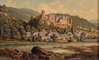 ZhiChengHflBM Famous Painting Artwork Print Art Painting on Canvas View of Heidelberg by Hubert Sattler Picture Decoration Wall Art for Home Decor 60x90cm
