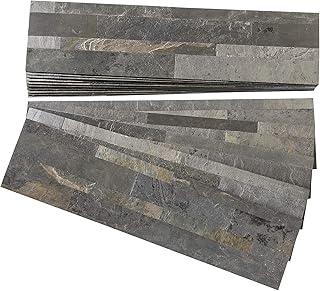 Aspect Peel and Stick Stone Overlay Kitchen Backsplash - Iron Slate (App...