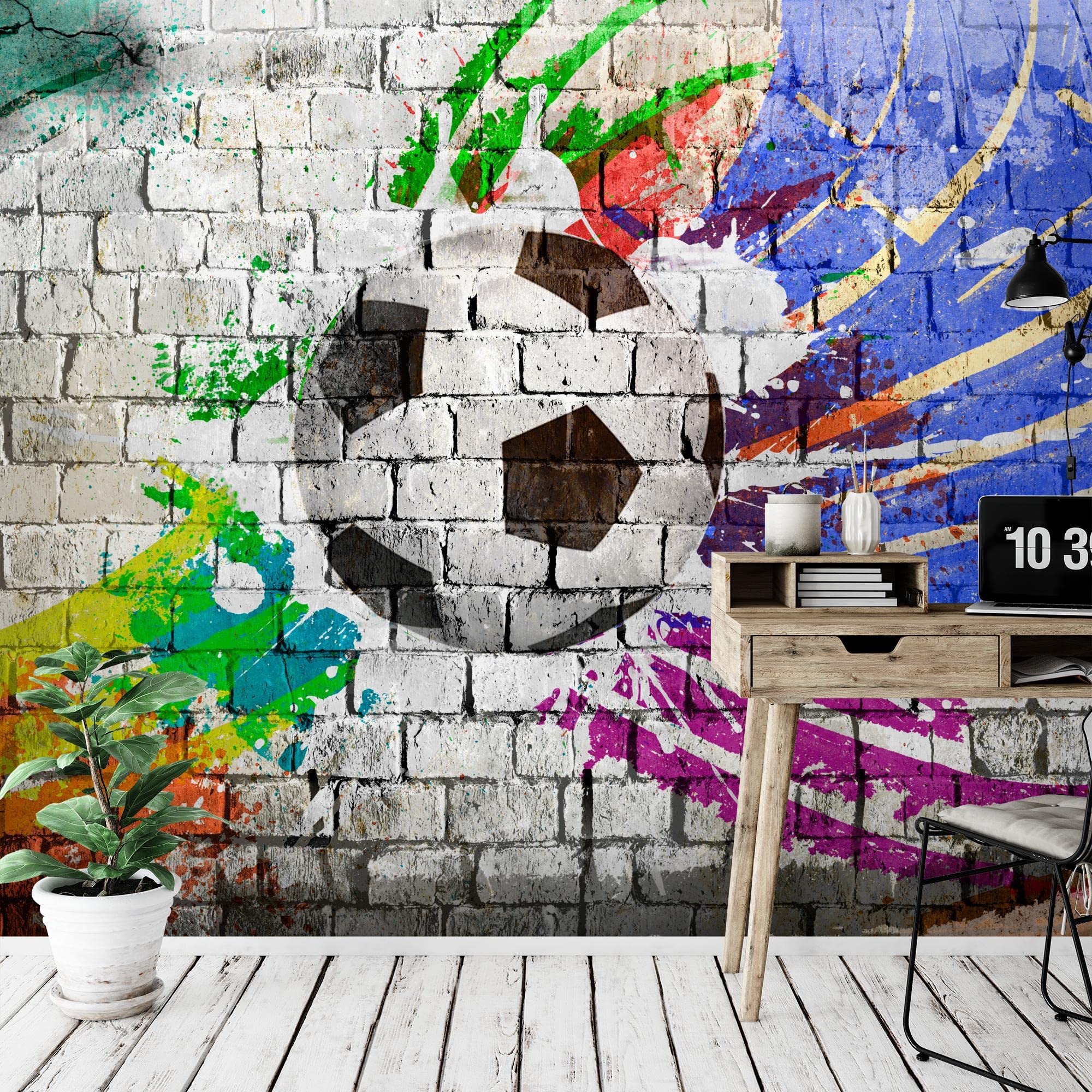 Runa Art Papel tapiz fotográfico muro de piedra de fútbol 352 x 250 cm Lana Fondo De Pantalla XXL Moderna Decoración De Pared Sala Cuarto Oficina Salón Vistoso 9021011b