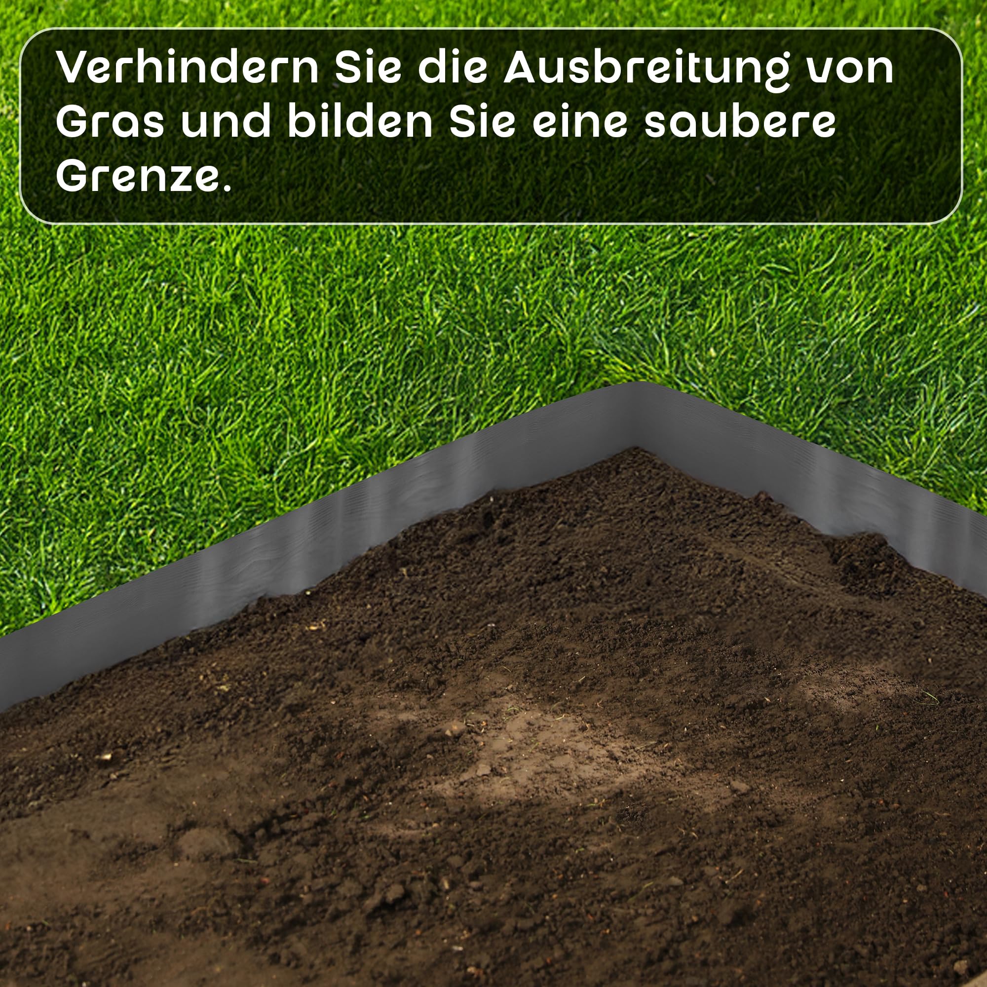 GARDENIX Flexible Rasenkante Kunststoff 10m, Höhe 130mm - Rasen Beeteinfassung Holzoptik - Beetumrandung Rund - Wetterbeständige Rasenbegrenzung, Rasenkanten Anthrazit