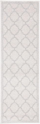Vista 47 de Safavieh Amherst Collection AMT422B - Alfombra para interiores y exteriores, color gris claro y beige