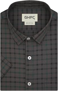 GHPC 100% Cotton Checkered Half Sleeves Regular Fit Formal Shirt for Men Price In India