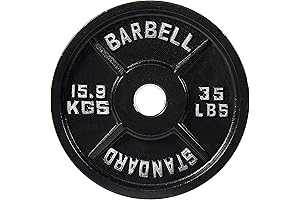 Signature Fitness 35lb Cast Iron Plate for Optimal Strength and Weightlifting Gains