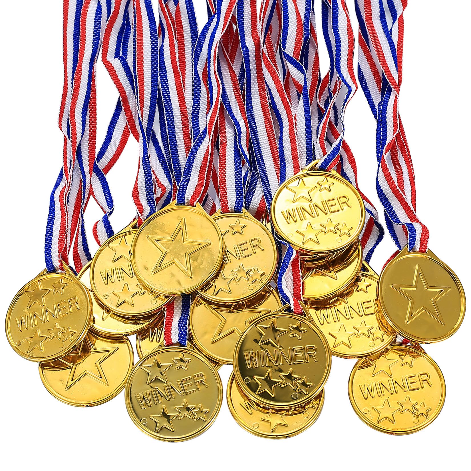 12 Medaglie Oro Per Bambini – Vincitori, Giochi E Feste. Design Olimpiadi Con Nastri Tricolore, Plastica Leggera - 2