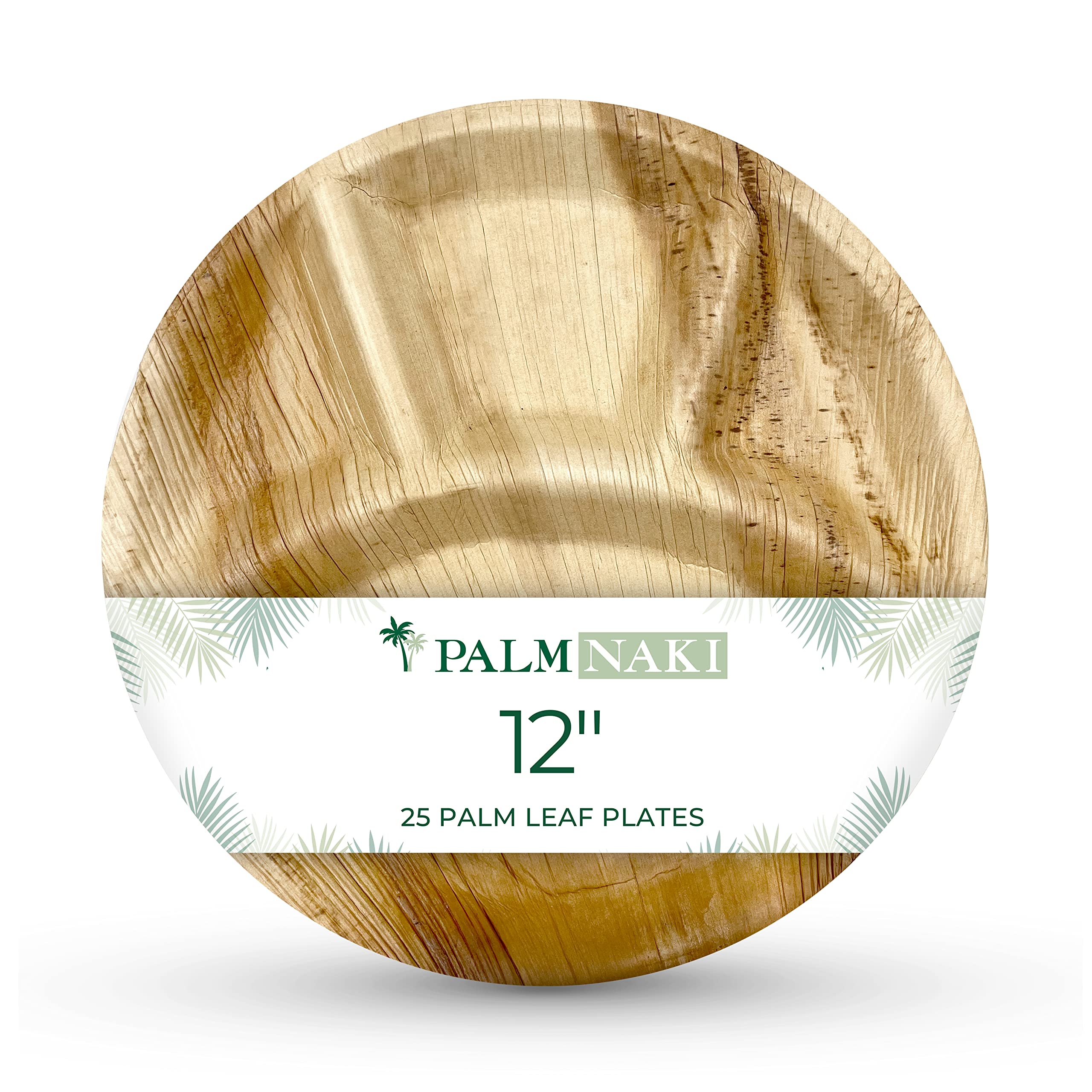 Buy Palm Naki 12 Inch Round Palm Leaf Compartment Plates (25 Count