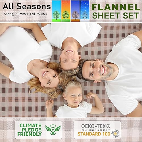 Vista 286 de RUVANTI Juego de sábanas de franela 100% algodón, tamaño matrimonial, 4 piezas, Alpine Serenity Serenidad alpina