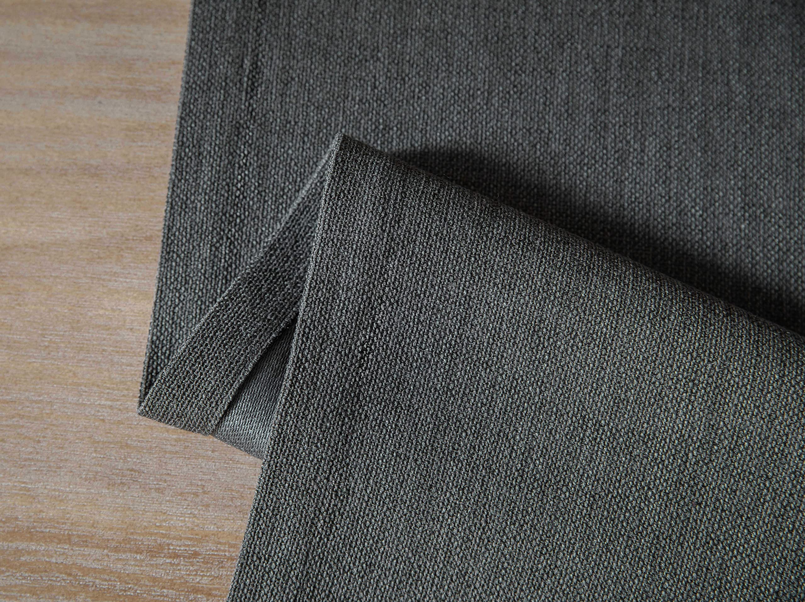 ZeeMart Camino de mesa estilo rústico de arpillera de 108 pulgadas de largo, camino de mesa de comedor tejido rústico gris para uso diario, 14 x 108 pulgadas, gris grafito