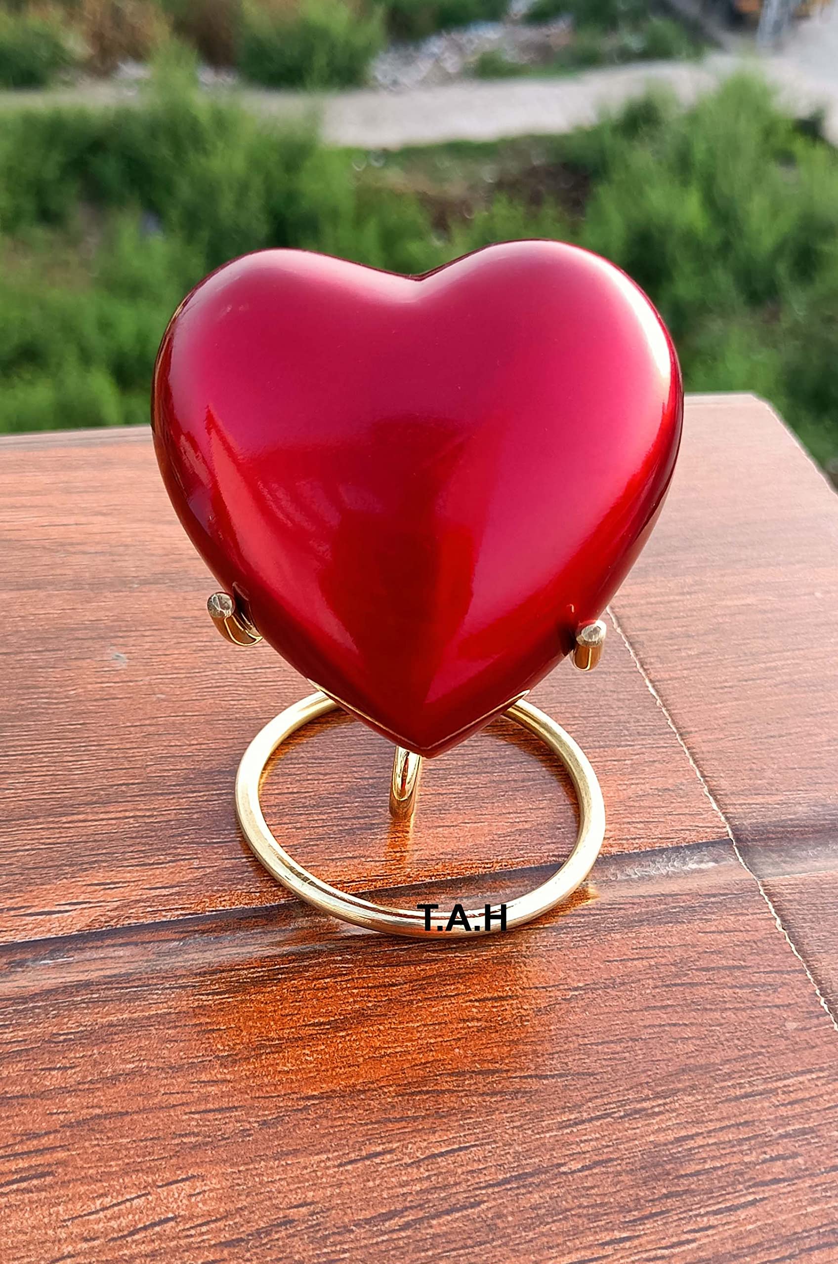 Red Heart - Urna de cremación premium para cenizas con soporte de latón, el mejor regalo para tu