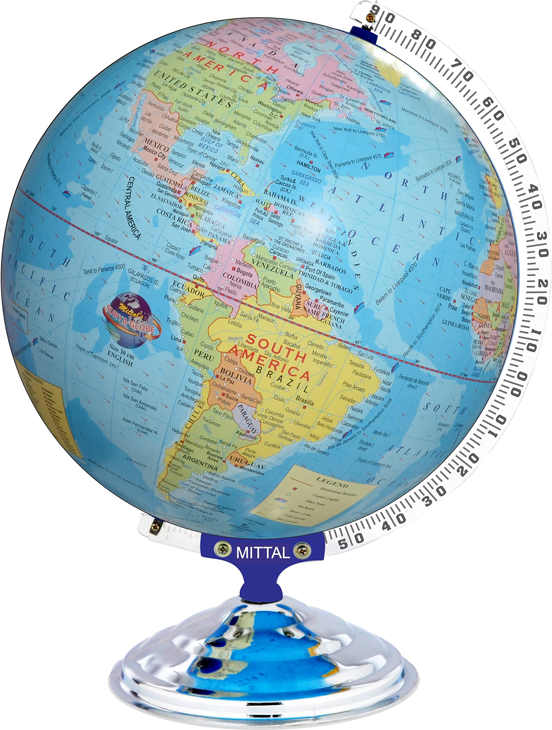 GLOBEHUB HUB Globe for Kids/Students 16 Inch Height and 12 Inch Diameter Mittal Educational World Political Globe in English Language with 75 mm Magnifying Glass (Blue, 12 Inch Normal) (B08KHGPGLP) Amazon Price History, Amazon Price Tracker