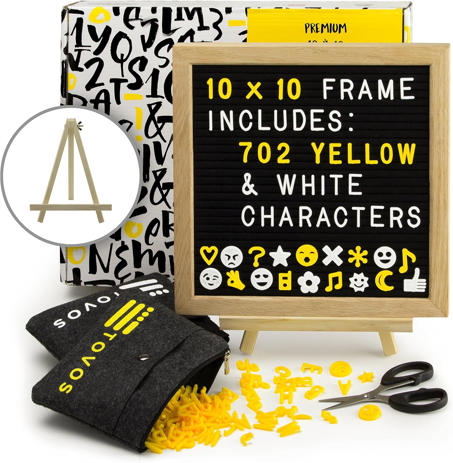 Felt Letter Board Set Black Message Board in Solid Oak