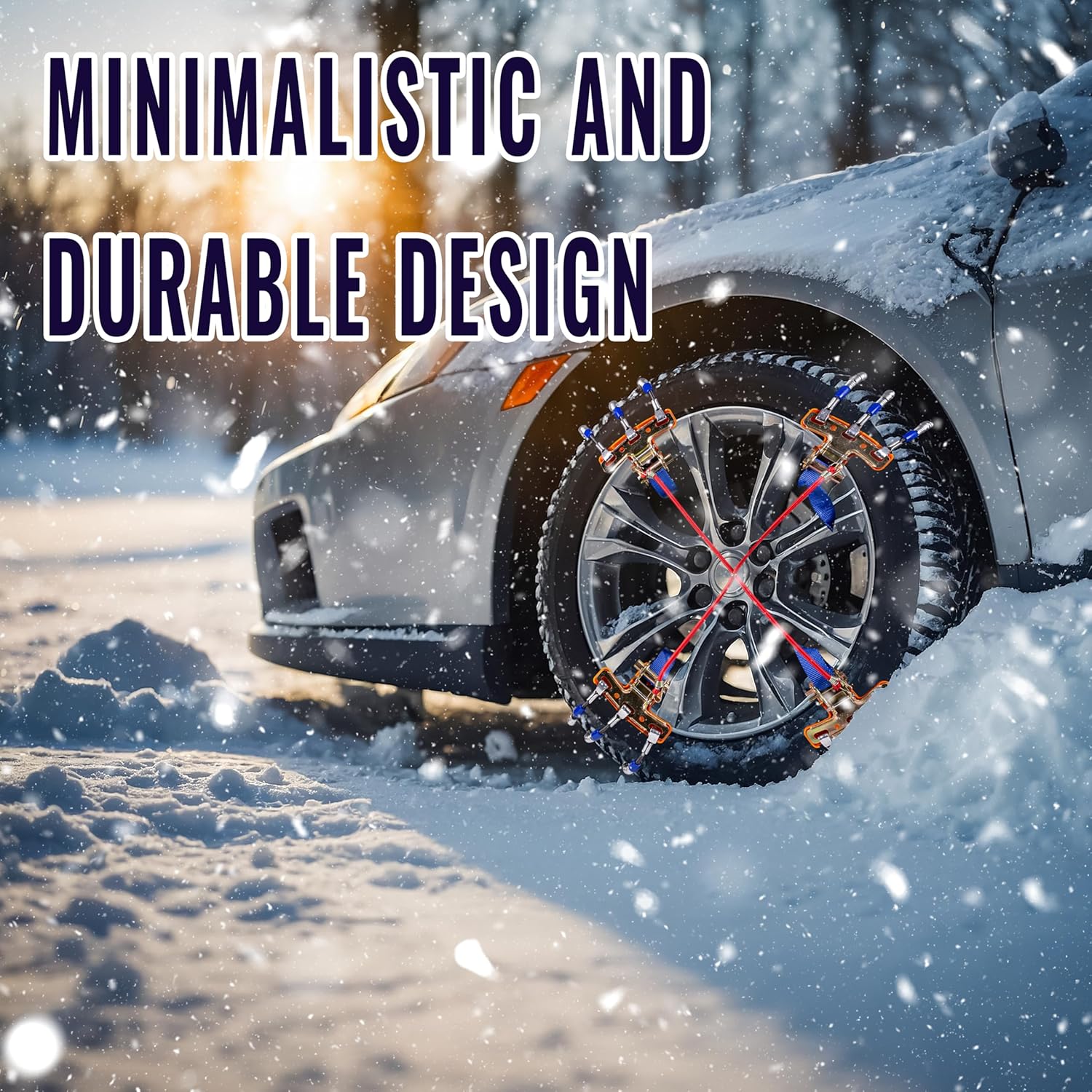 Vaygway Snow Tire Chains, Snow Chains for Car, SUV, Trucks Tires Set of 8, Weather Chain for Trucks, Winter Traction for Tires, All Season Heavy Duty Universal Vehicle Emergency Traction