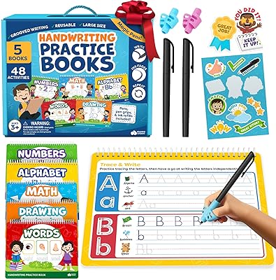 Magic Grooved Writing Practice for Kids - Grooved Handwriting Practice for Kids 5-7 8-10 Magic Copybooks for Kids - Tracing Books for Ages 3-5 - Preschool Learning Activities - 5 Year Old Girl Gift