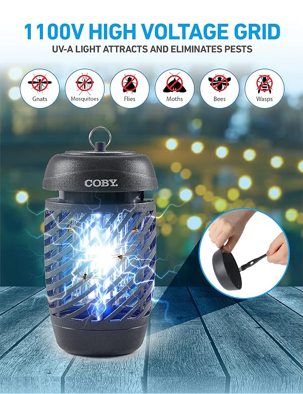 Coby Bug Zapper for Outdoor & Indoor, 10W, Covers 800 Sq. Feet, Non-Toxic, Chemical-Free, Black (CBZ1J6) by Coby - Image 3