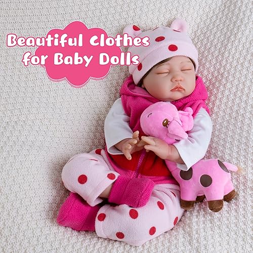 Miniatura 4 de Ropa de muñecas Reborn para niña, ropa de bebé rosa, ropa de muñecas de 17 a 22 pulgadas, juego de accesorios para muñeca Reborn niña recién nacida