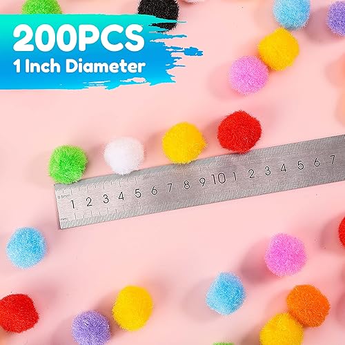 Miniatura 3 de Caydo 200 pompones azules, bolas de pompones de 1 pulgada para proyectos de arte y manualidades, decoraciones creativas
