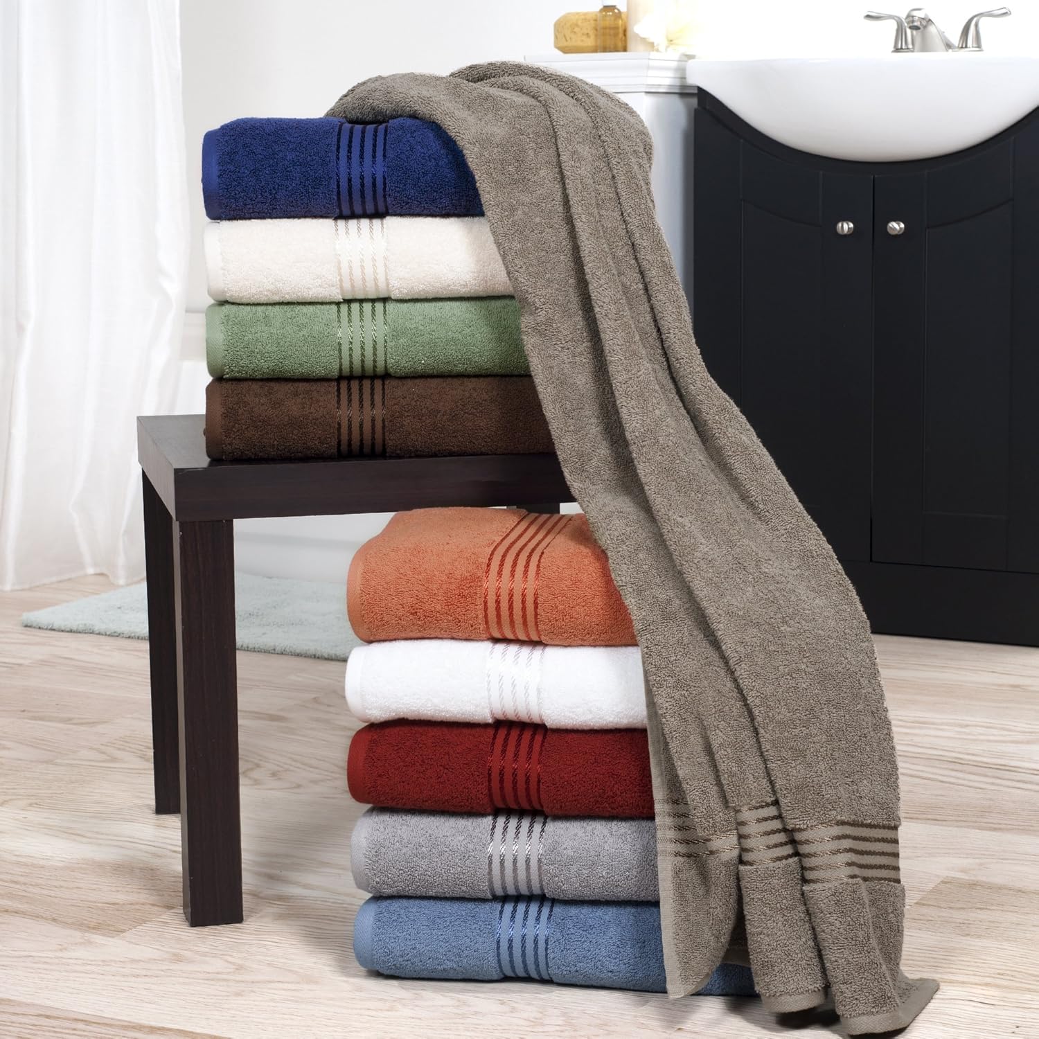 Bedford Home 100% Cotton Hotel 6 Piece Towel Set - Chocolate