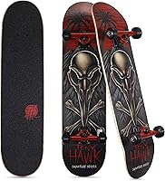 Tony Hawk 31 inch Skateboard, Tony Hawk Signature Series 4, 9-ply Maple Deck Skateboard for Cruising, Carving, Tricks and Downhill, Crossbones