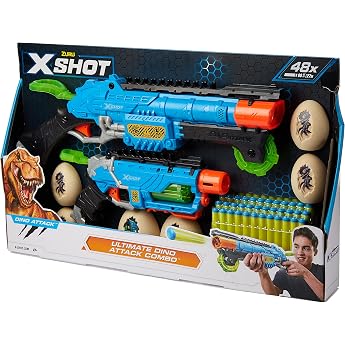 X-Shot Dino Attack Ultimate Dino Attack Combo (2 x Blaster 48 Darts 6 Eier) von ZURU