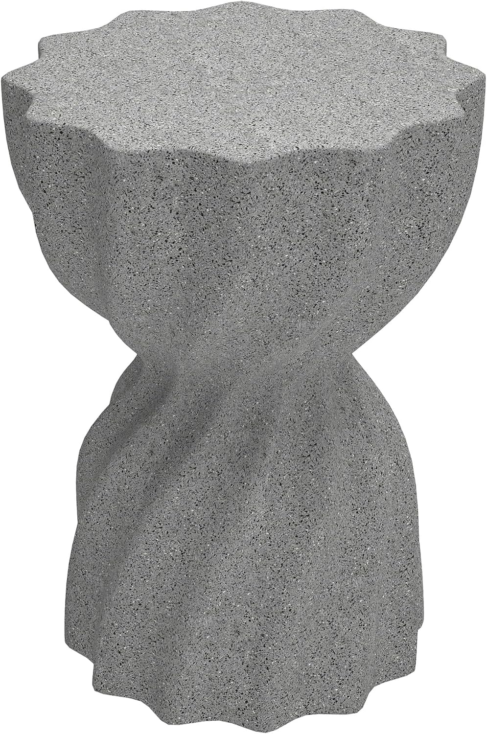 Outsunny Decorative Garden Stool, Magnesium Oxide Outdoor Stool, Spiral Flower Accent Patio Side Table Plant Stand Footstool for Indoor Outdoor Decor, 13.8" x 13.8" x 19.5", Grey