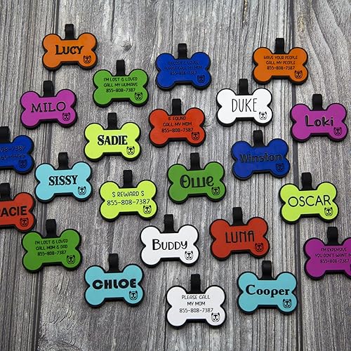 Miniatura 3 de Placa de identificación silenciosa de silicona personalizada con 5 líneas de identificación de mascotas grabadas profundas, duraderas y sin sonido,