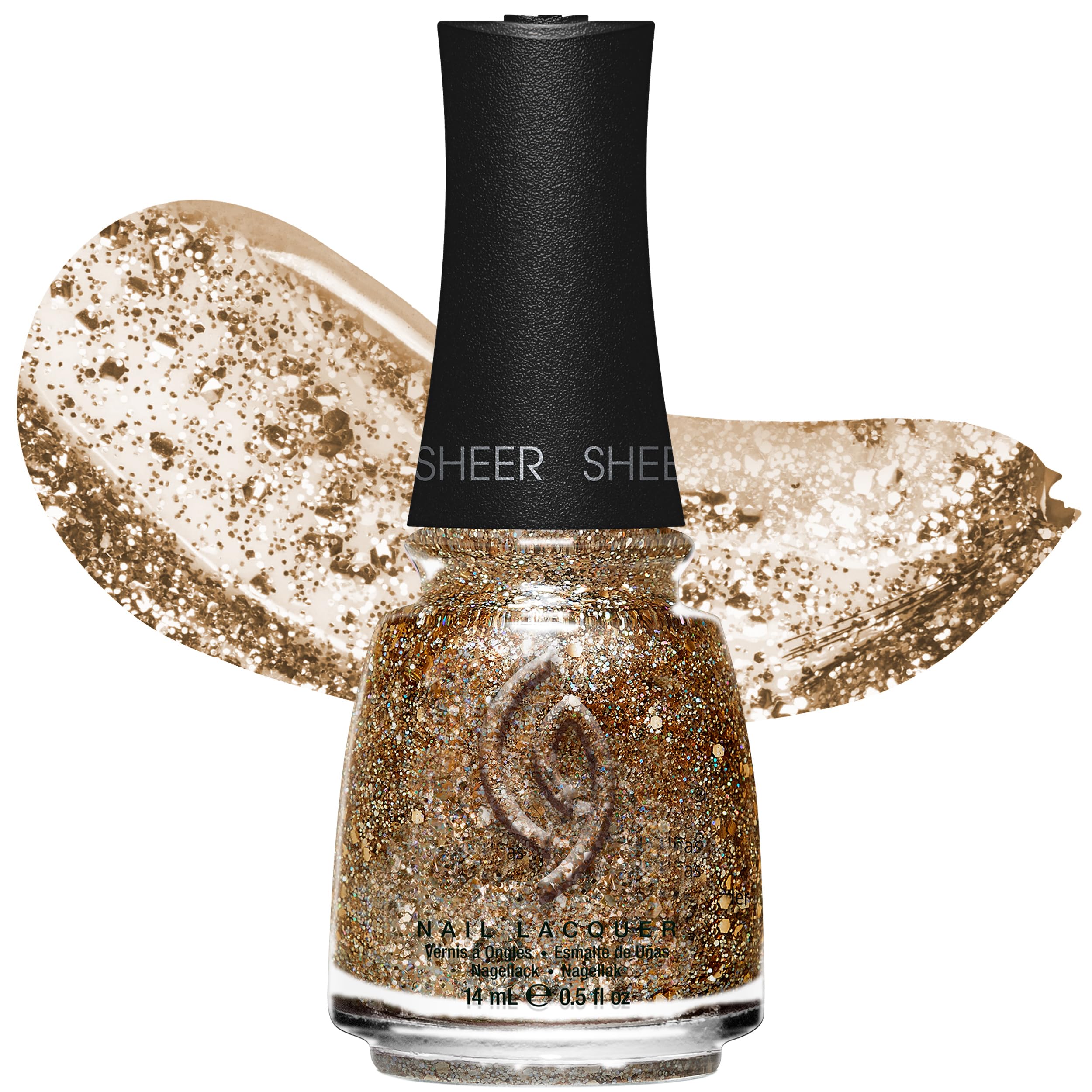 CG Nail Polish Counting Carats – Gold Glitter Nail Lacquer for DIY Manicure, High Shine, Chip-Resistant Nails Art Topper, 0.5 fl oz
