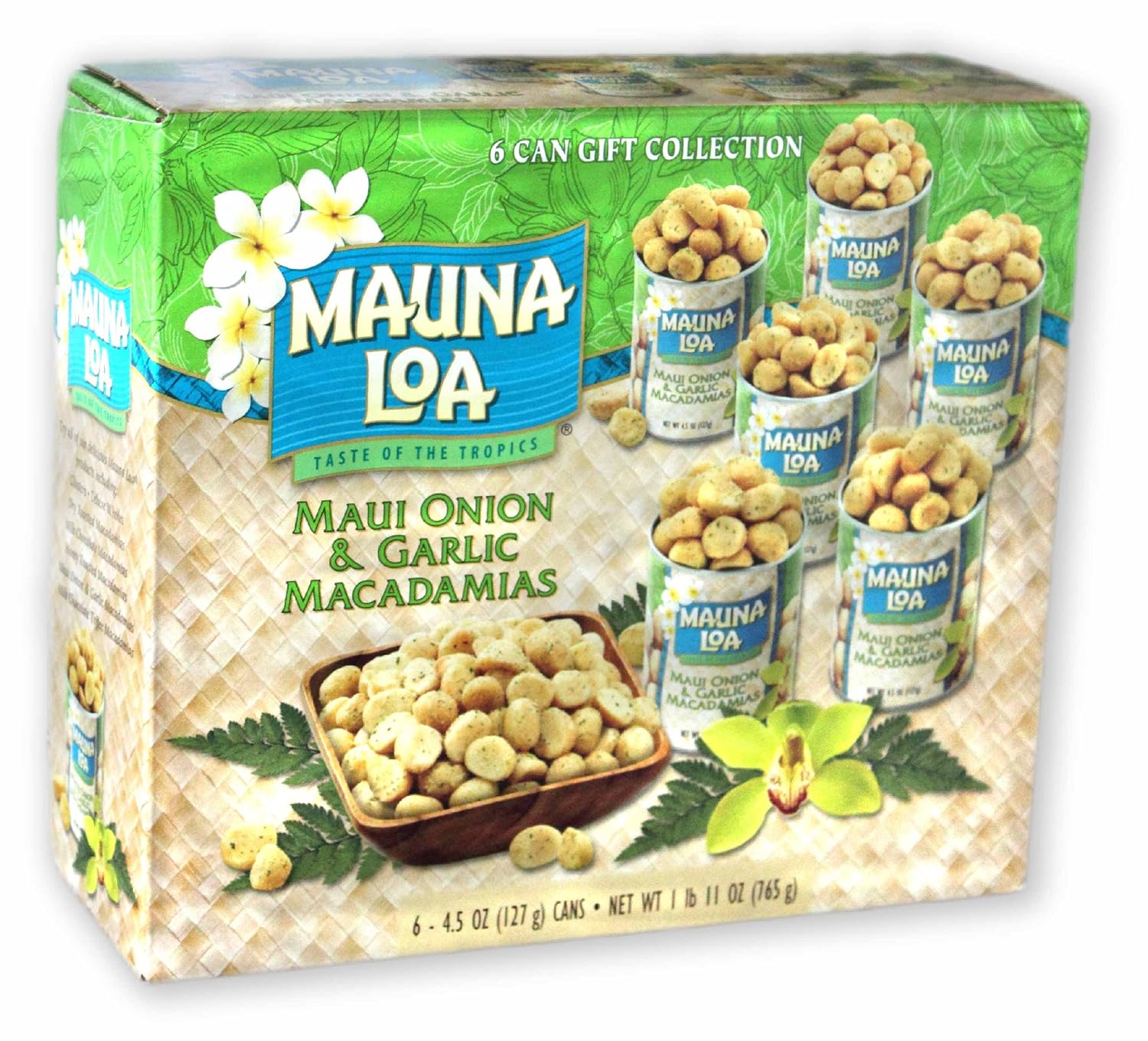 Mauna Loa Macadamias, Maui Onion & Garlic, 4.5-Ounce Containers (Pack of 6)