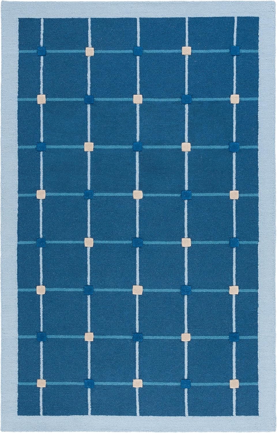 SAFAVIEH Genre Collection Area Rug - 5' x 8', Blue & Beige, Handmade Wool, Ideal for Living Room, Bedroom, Dining (GRE205M-5)