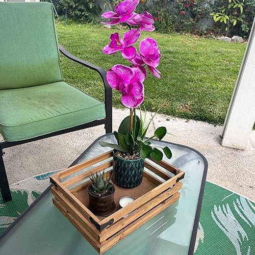 Miniatura 3 de Admired By Nature 1 caja de madera rústica pequeña de 12 pulgadas de largo, cesta de regalo, bandeja decorativa, organizador de almacenamiento