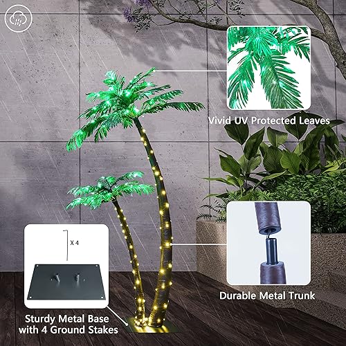 Miniatura 4 de Lightshare Palmera de 4 pies y 6 pies + bonsái de palmera de 24 pulgadas