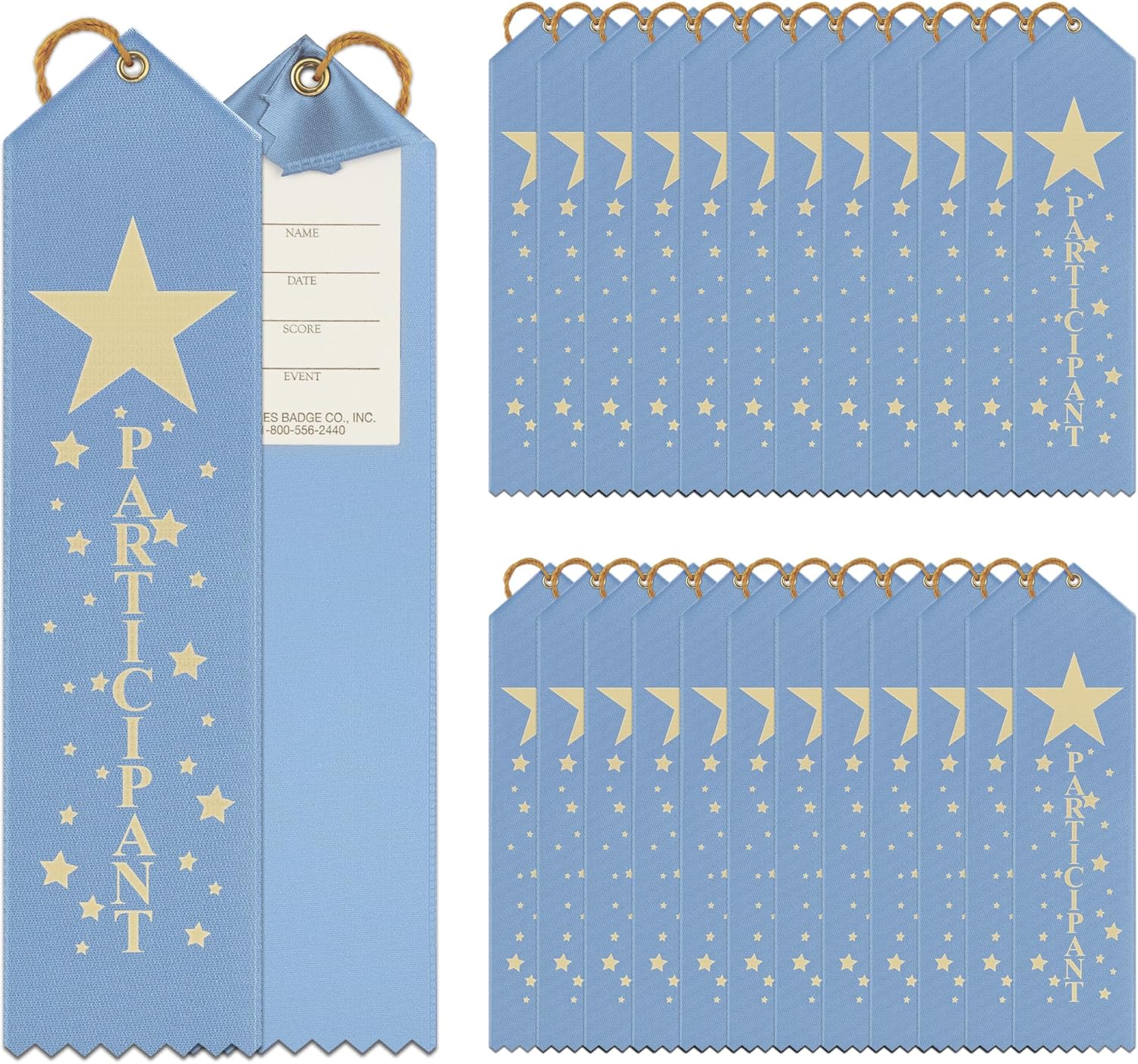 Hodges Badge Company Participant Star Point Top Award Ribbon - 50 Total - Made in USA