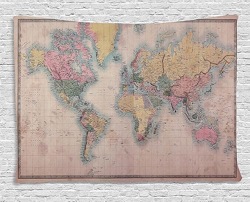 Miniatura 59 de Ambesonne Tapiz vintage, auto viejo frente a un edificio abandonado en La Habana, paisaje urbano cubano, colgante de pared ancho para dormitorio,