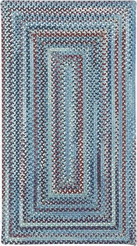 Capel American Heritage Barn Blue - Alfombra trenzada rectangular concéntrica de 0 pies 24 pulgadas x 0 pies 48 pulgadas