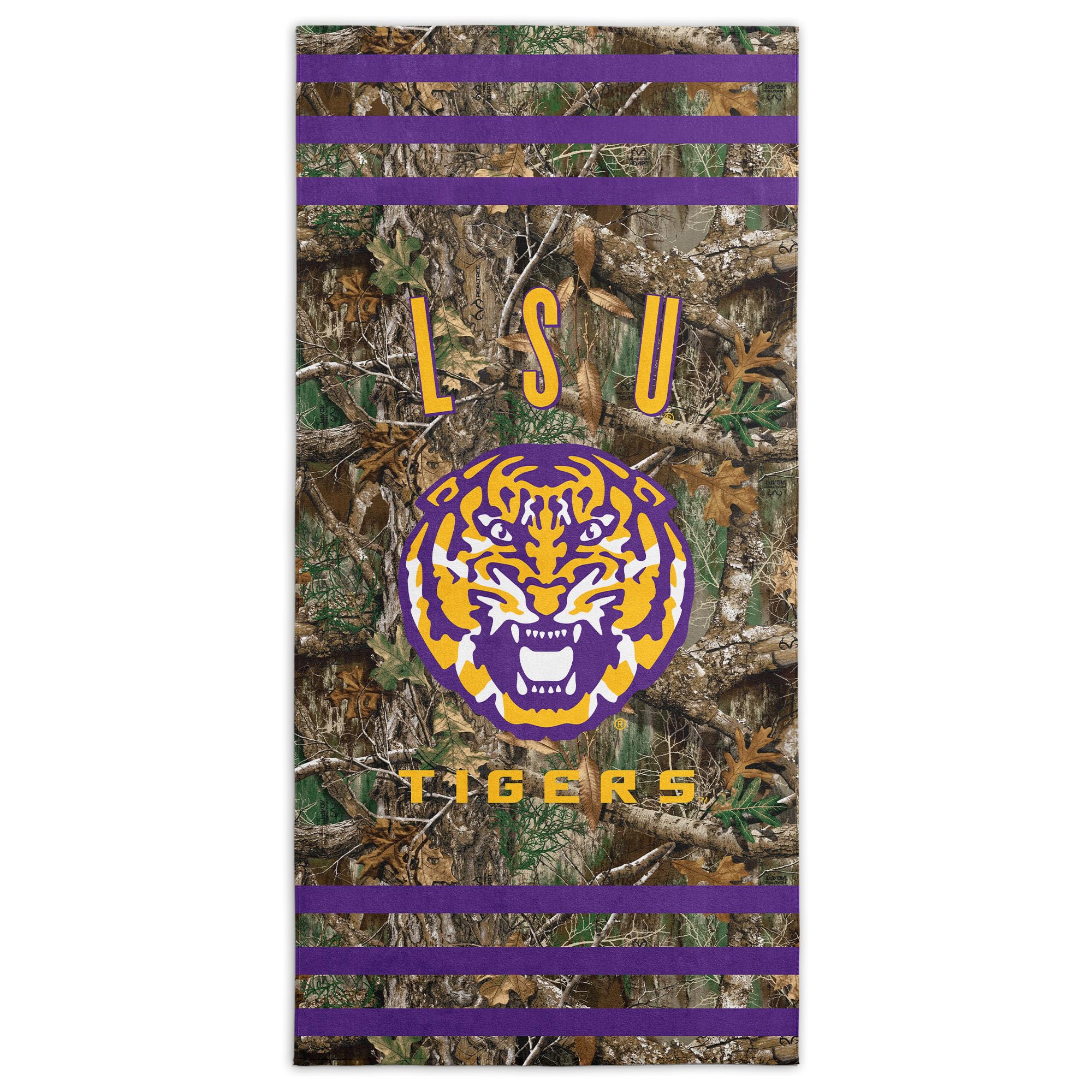 Northwest NCAA LSU Tigers Unisex-Adult Beach Towel, 30" x 60", Realtree Stripes