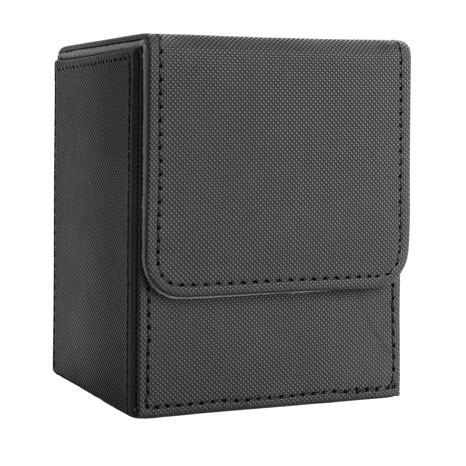 MTG Card Deck Box For Commander Deck Box With 2 Dividers, Card Storage Box Fits 100+ Single Sleeved Cards, PU Leather Strong Magnet Card Deck Case Holder for Magic Yugioh TCG (Black)