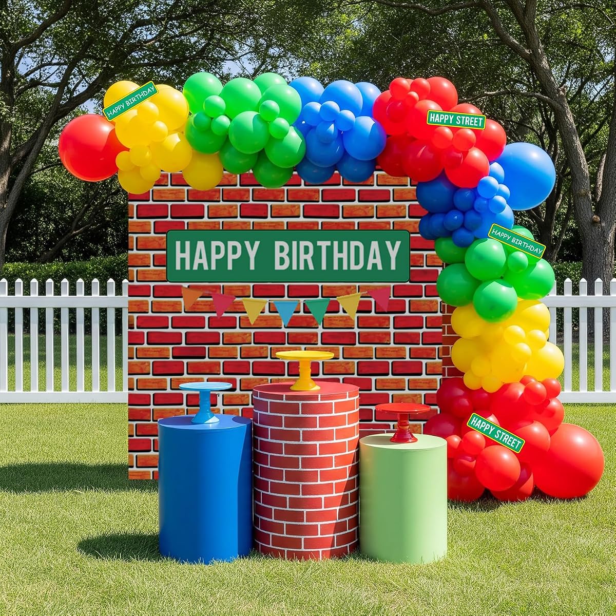 Sesame Friends Birthday Party Supplies Party Decorations Set Include Banner Backdrop red blue Balloon Garland Arch Kit stickerfor Boys Girls Sesame Theme Party kid birthday supplies